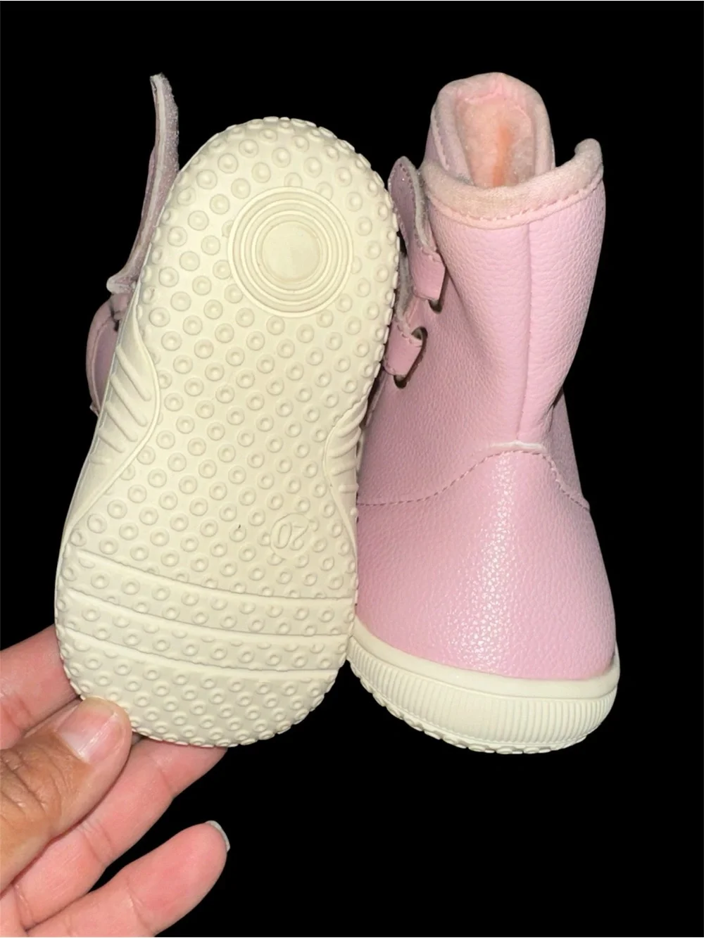Girls' Pink Faux-Leather Cozy Lined Ankle Boots